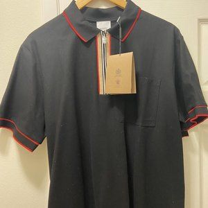 Burberry Men’s XL Waltham Check Zip Up Polo New With Tags Regular Fit MSRP $550